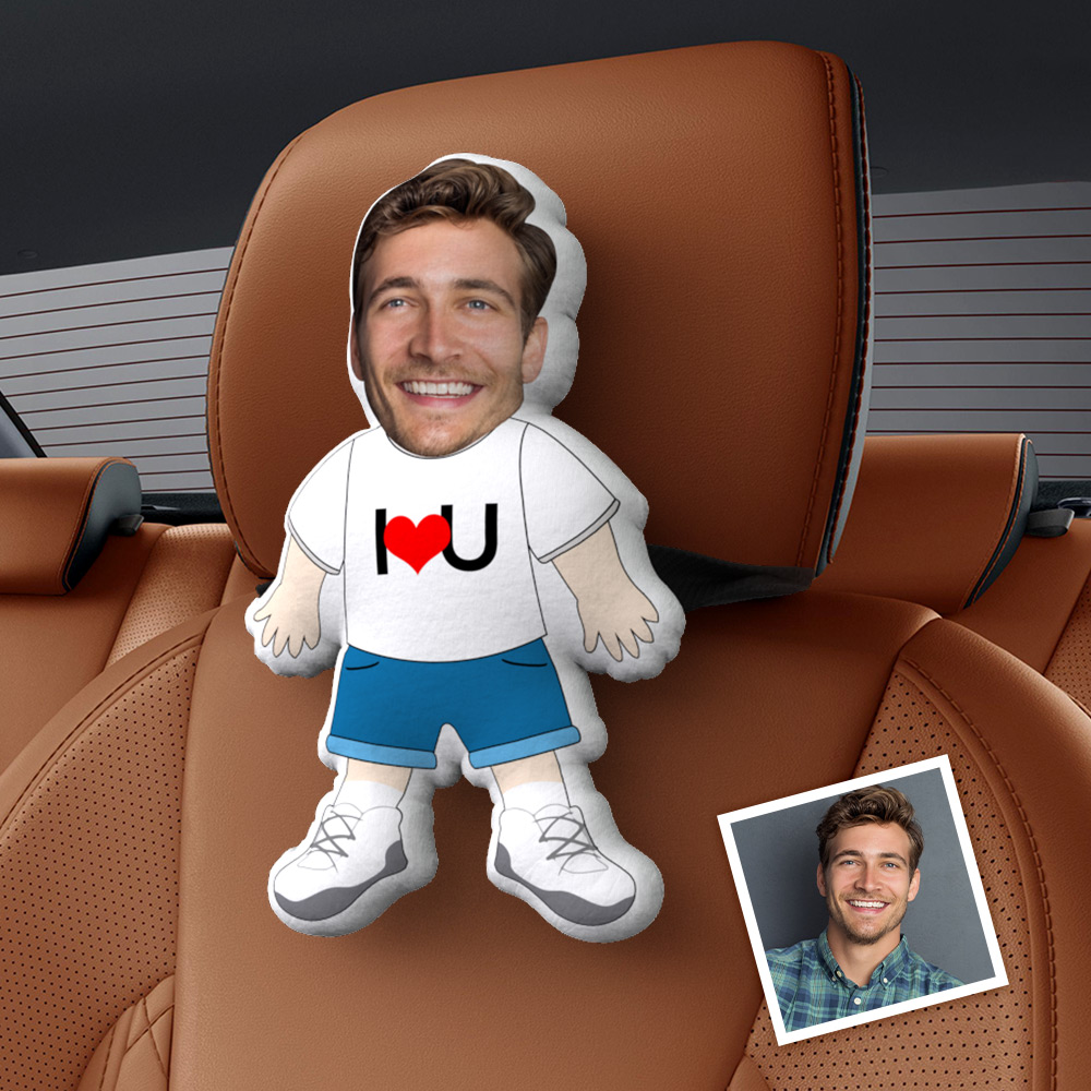 Personalized  Face Car Seat Pillow  I LOVE U Customized Soft Face Pillow For Car and Chair-Blongser