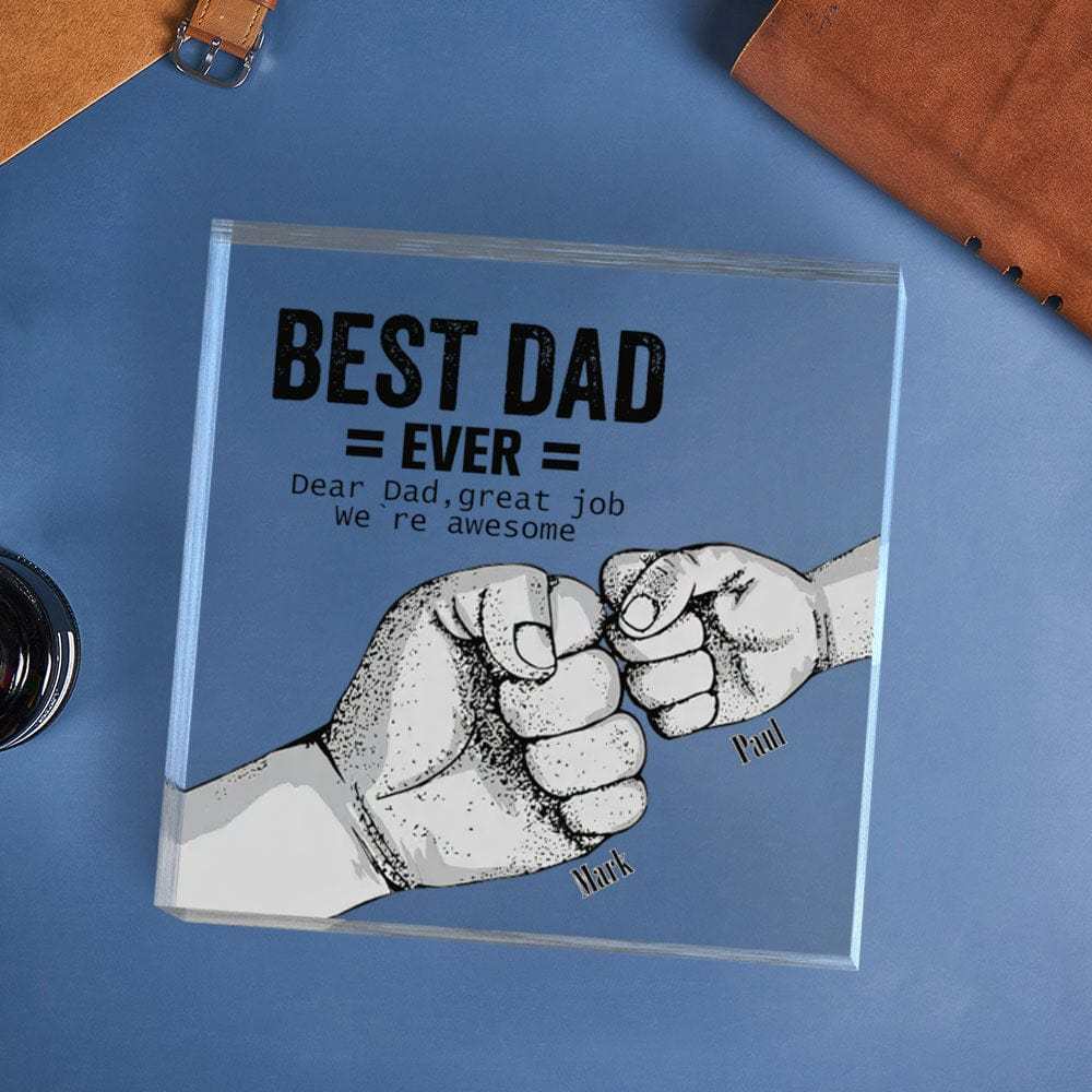 Custom Engraved Father's Day Crystal Ornaments Best Dad Ever Commemorate Gifts-Blongser