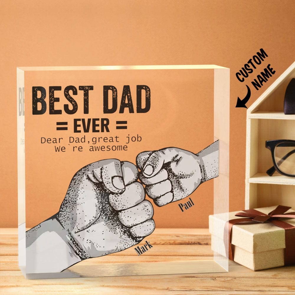 Custom Engraved Father's Day Crystal Ornaments Best Dad Ever Commemorate Gifts-Blongser