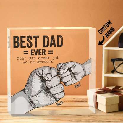 Custom Engraved Father's Day Crystal Ornaments Best Dad Ever Commemorate Gifts-Blongser