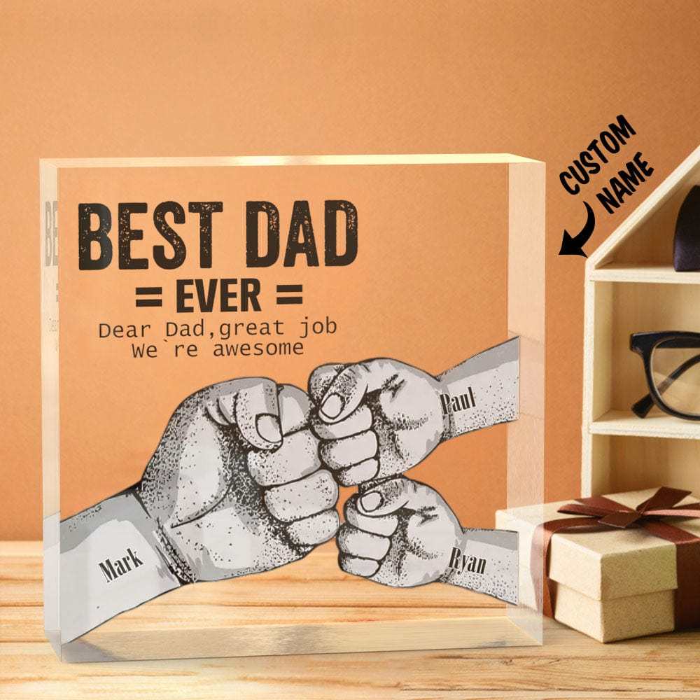 Custom Engraved Father's Day Crystal Ornaments Best Dad Ever Commemorate Gifts-Blongser