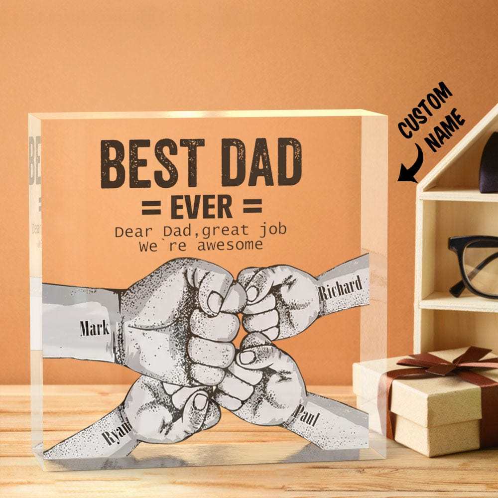 Custom Engraved Father's Day Crystal Ornaments Best Dad Ever Commemorate Gifts-Blongser