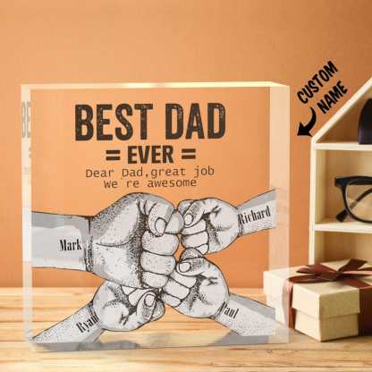 Custom Engraved Father's Day Crystal Ornaments Best Dad Ever Commemorate Gifts-Blongser