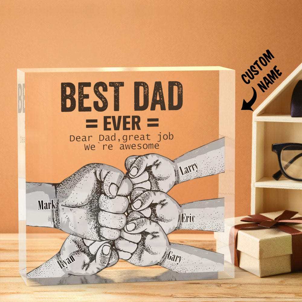 Custom Engraved Father's Day Crystal Ornaments Best Dad Ever Commemorate Gifts-Blongser