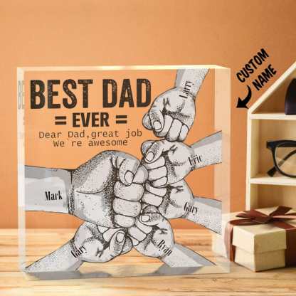 Custom Engraved Father's Day Crystal Ornaments Best Dad Ever Commemorate Gifts-Blongser