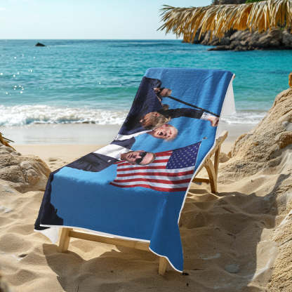Fight! Trump Shot 2024 Beach Towel – Bold and Memorable Design for Your Summer Adventures-Blongser