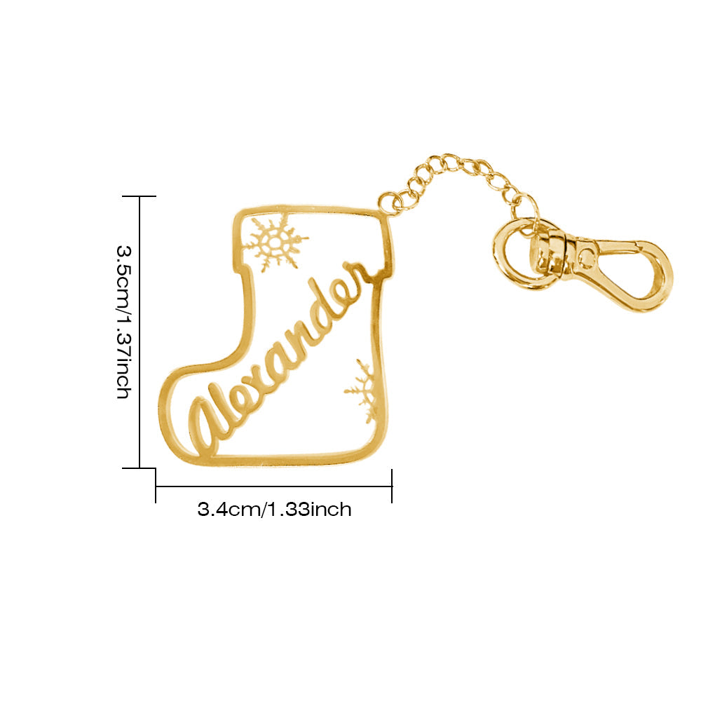 Personalized Christmas Socks Name Keychain Holiday Season Gift for Family Friends-Blongser
