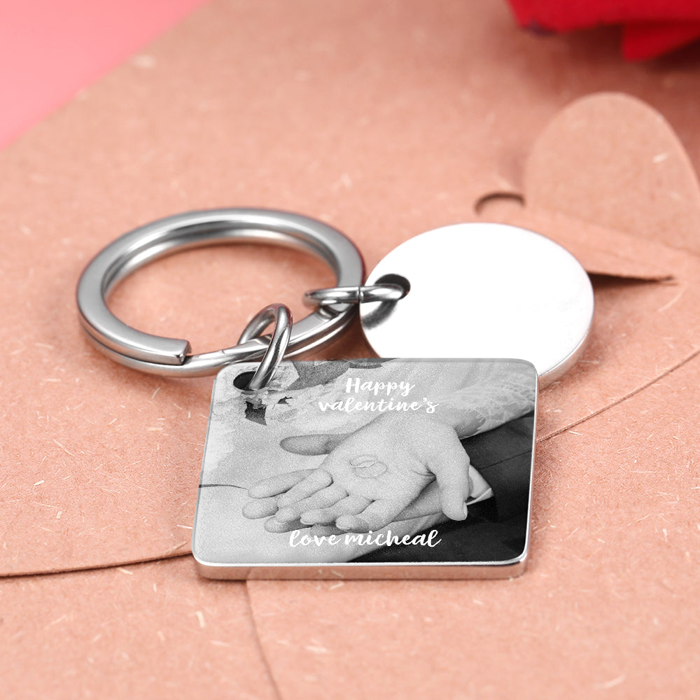 Custom Photo Engraved Calendar Silver Key Chain Best Anniversary Gift-Blongser