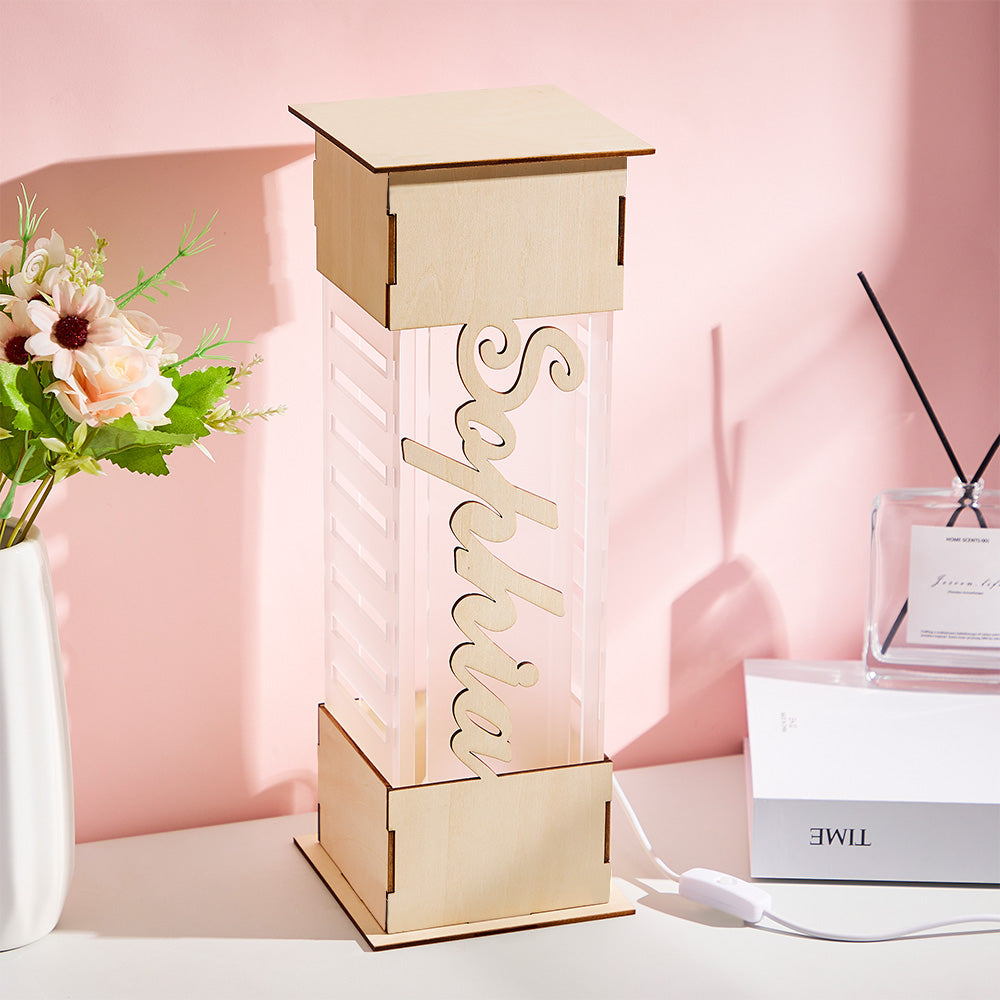 Personalized LED Lamp Custom Name Wooden Acrylic Night Light Birthday Gift-Blongser