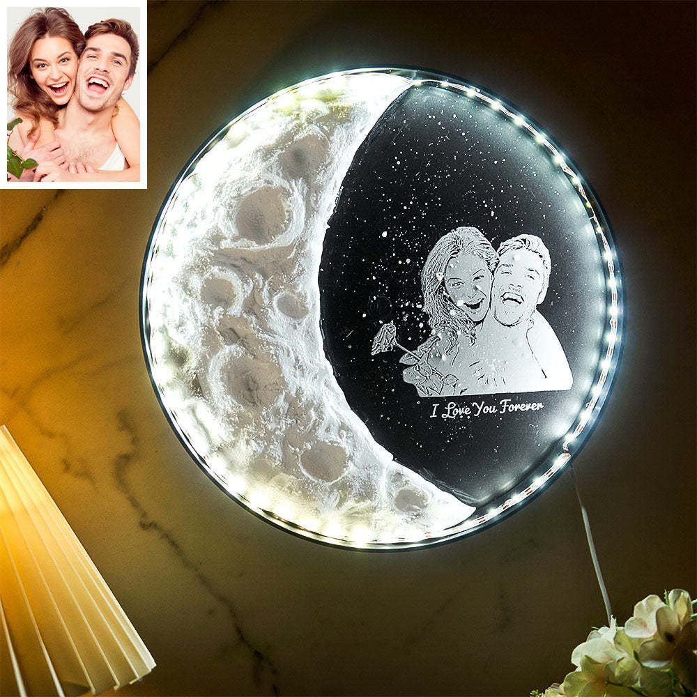 Personalized Photo Moon Lamp With Text DIY Clay Color Paint Night Light For Couples-Blongser