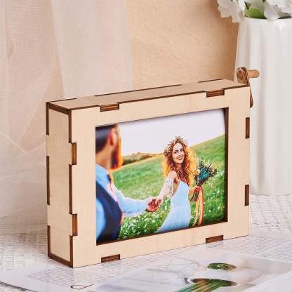 Personalized Rolling Photo Frame Custom Pictures Wooden Decor Valentine's Day Gift Wedding Gift-Blongser