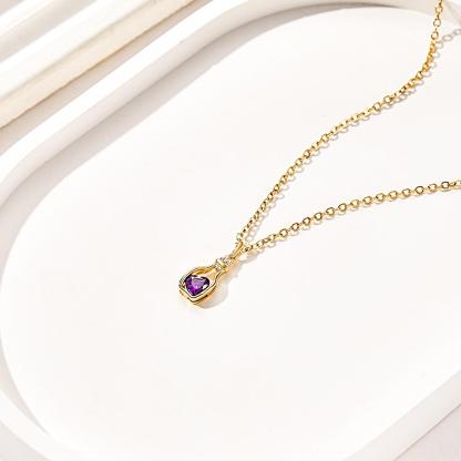 Drift Bottle with Heart Birthstone Necklace Personalized Elegant Pendant Gifts For Her-Blongser