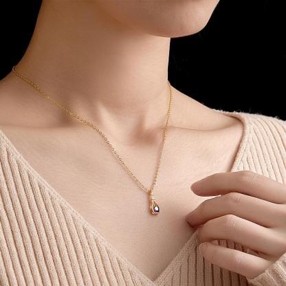 Drift Bottle with Heart Birthstone Necklace Personalized Elegant Pendant Gifts For Her-Blongser