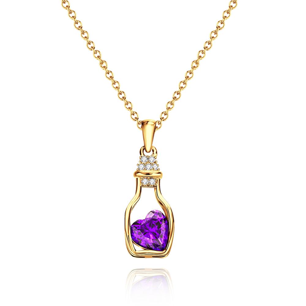 Drift Bottle with Heart Birthstone Necklace Personalized Elegant Pendant Gifts For Her-Blongser