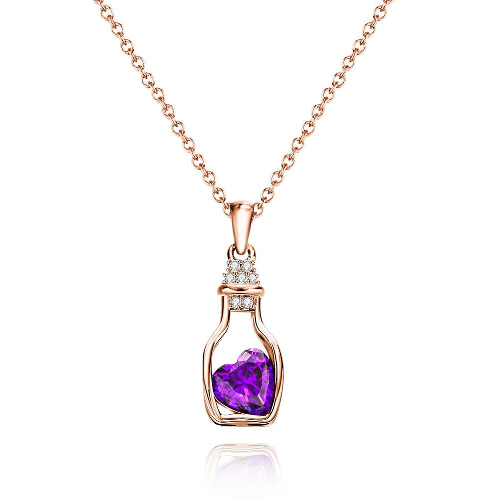 Drift Bottle with Heart Birthstone Necklace Personalized Elegant Pendant Gifts For Her-Blongser