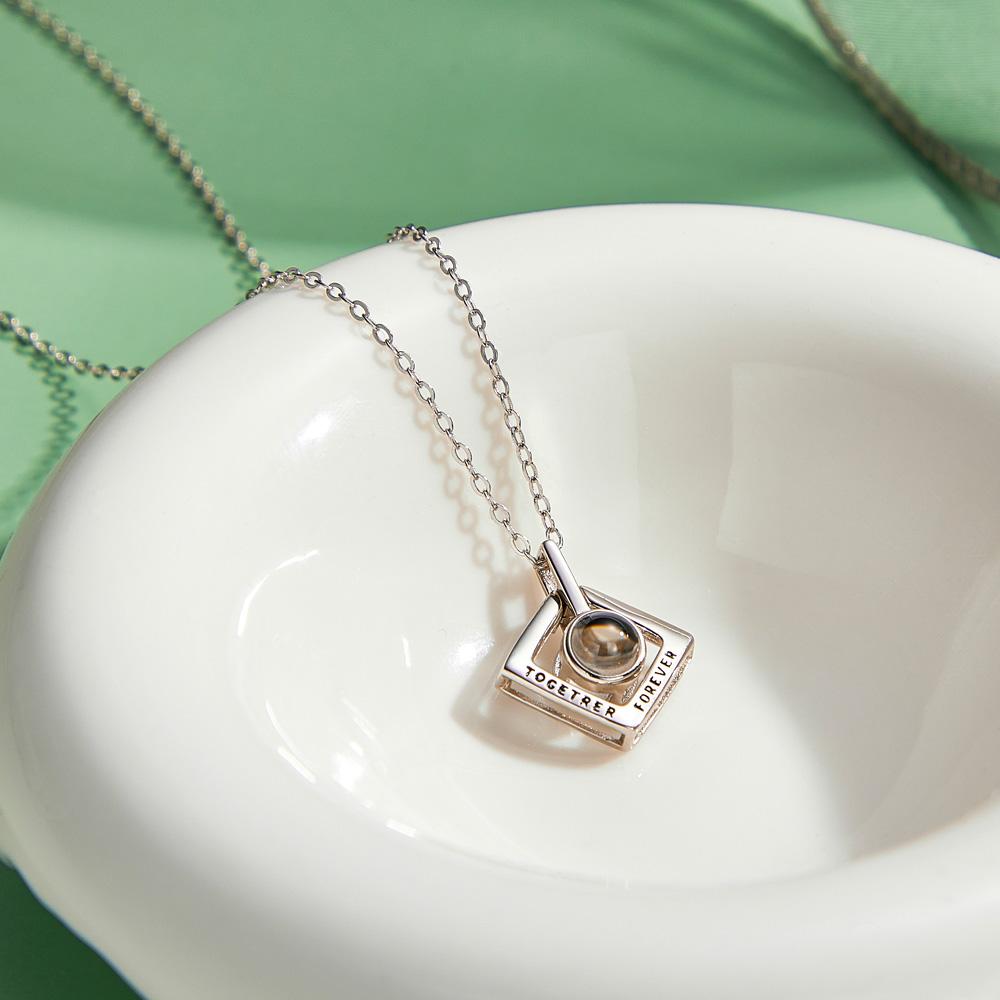 Custom Photo Projection Necklace Together Forever Geometry Gifts for Couple-Blongser
