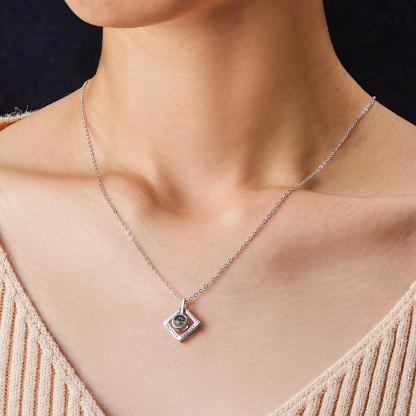 Custom Photo Projection Necklace Together Forever Geometry Gifts for Couple-Blongser