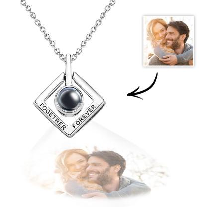 Custom Photo Projection Necklace Together Forever Geometry Gifts for Couple-Blongser