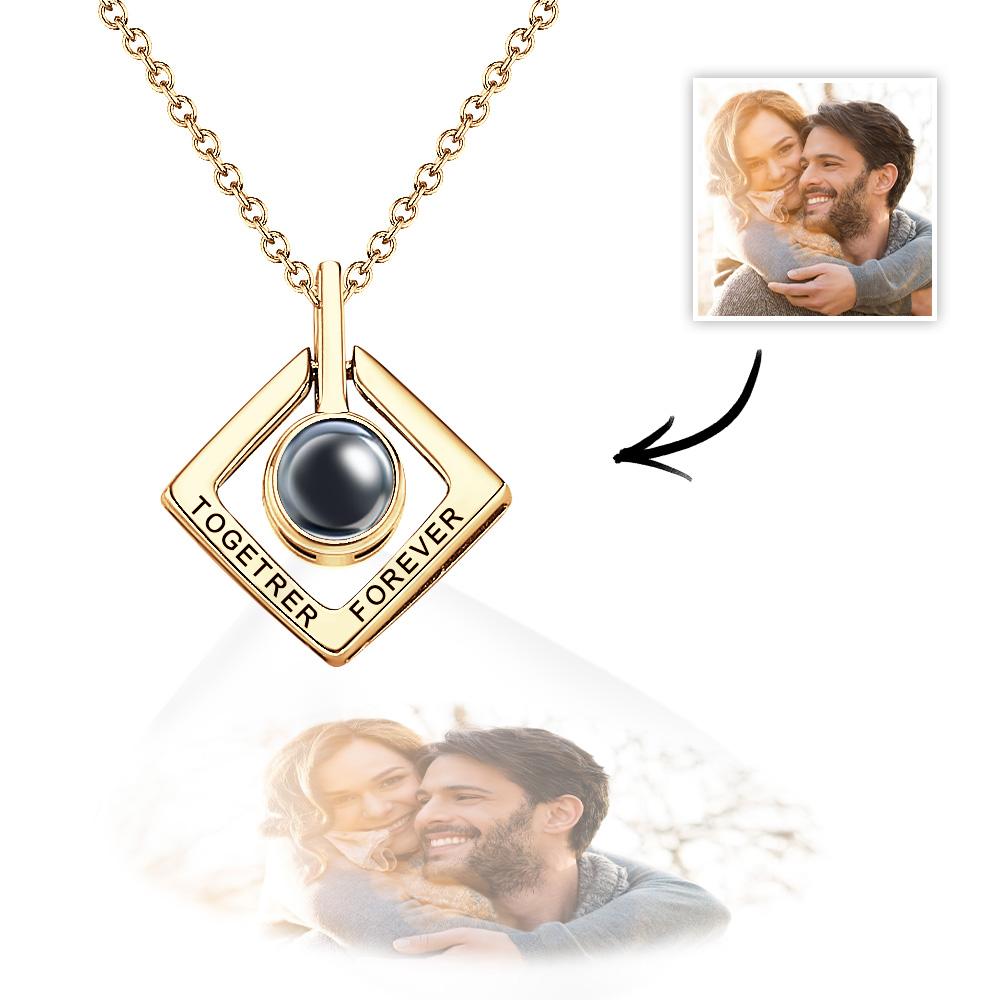 Custom Photo Projection Necklace Together Forever Geometry Gifts for Couple-Blongser