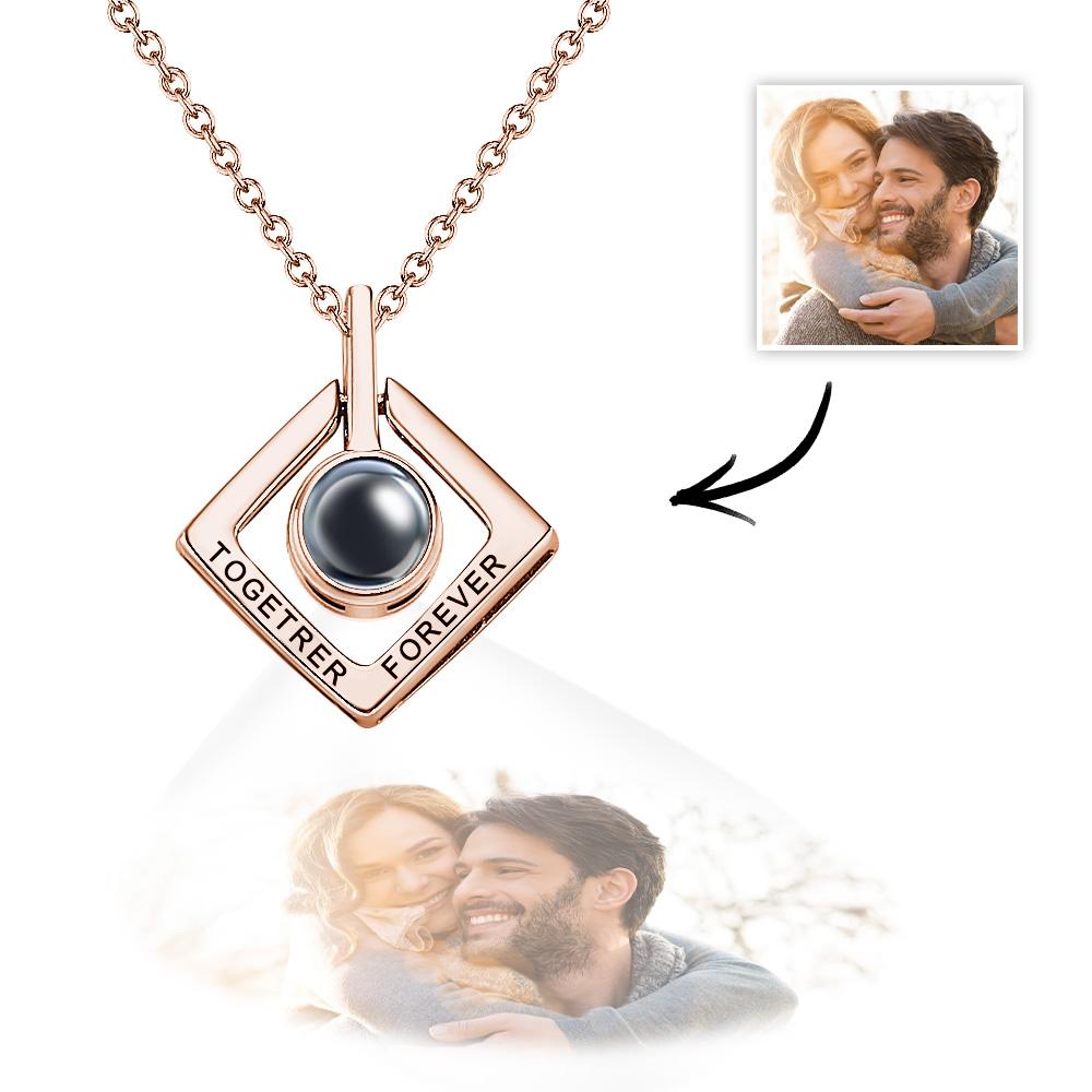 Custom Photo Projection Necklace Together Forever Geometry Gifts for Couple-Blongser