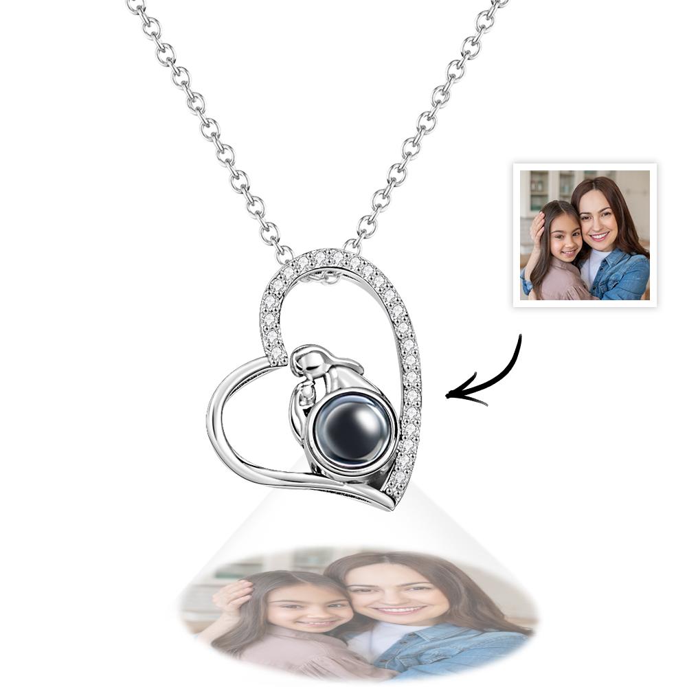 Custom Photo Projection Necklace Creative Heart Diamond Couple Gifts-Blongser