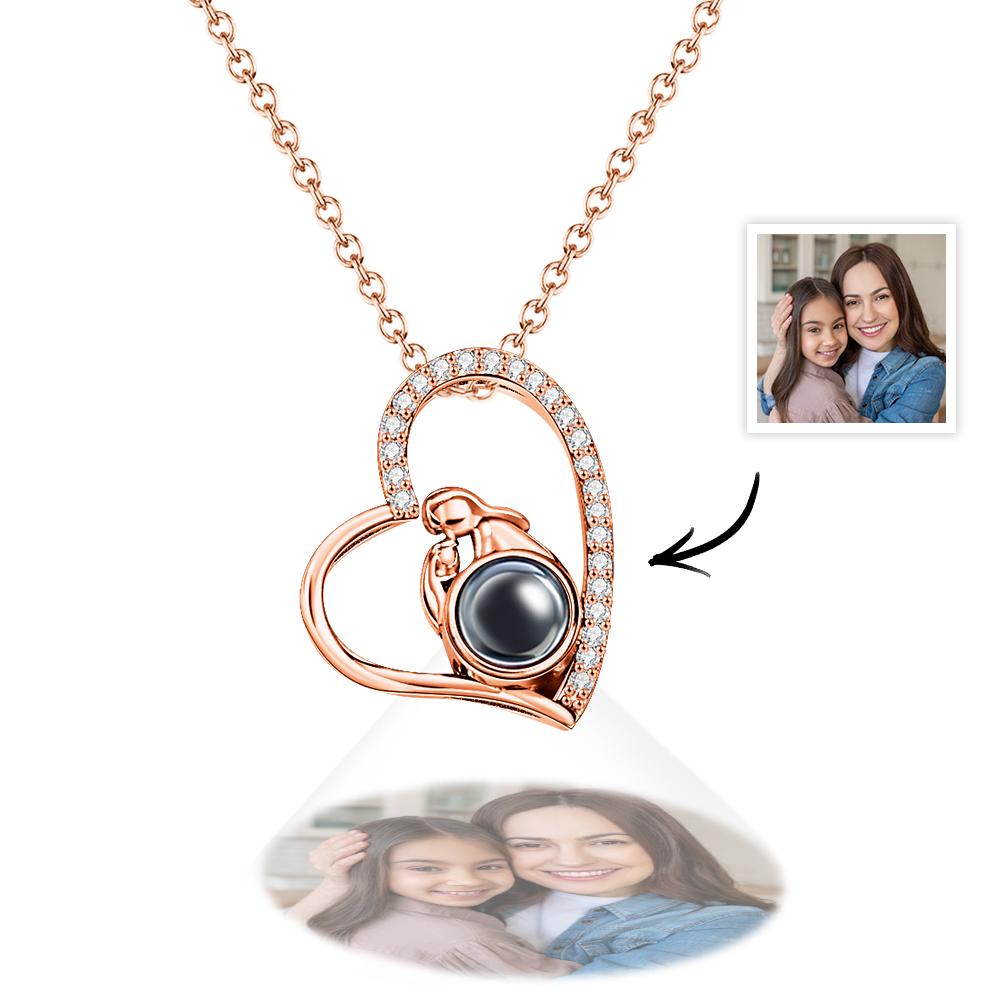 Custom Photo Projection Necklace Creative Heart Diamond Couple Gifts-Blongser