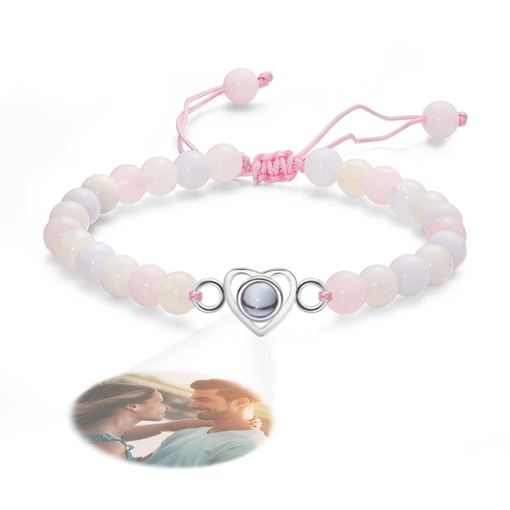 Personalized Photo Projection Beads Bracelet Heart-Shaped Bracelet Beautiful Gift For Her-Blongser