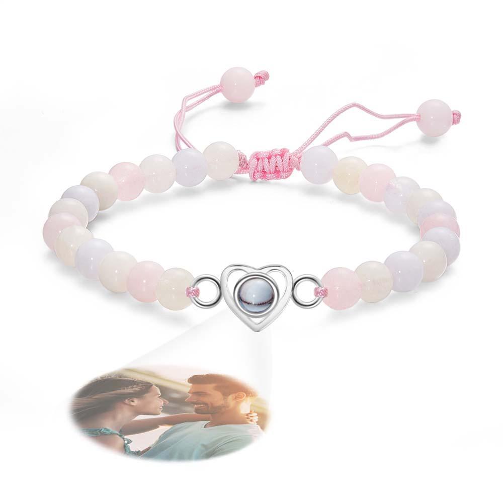 Personalized Photo Projection Beads Bracelet Heart-Shaped Bracelet Beautiful Gift For Her-Blongser
