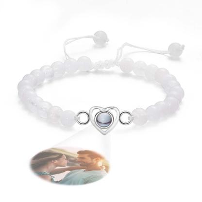 Personalized Photo Projection Beads Bracelet Heart-Shaped Bracelet Beautiful Gift For Her-Blongser