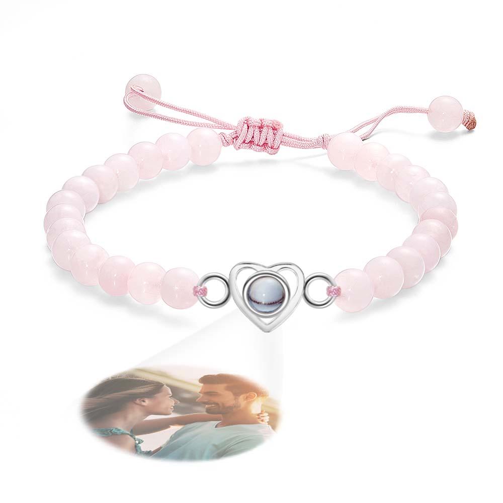 Personalized Photo Projection Beads Bracelet Heart-Shaped Bracelet Beautiful Gift For Her-Blongser