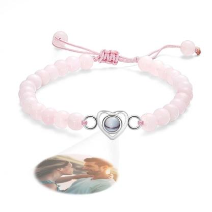 Personalized Photo Projection Beads Bracelet Heart-Shaped Bracelet Beautiful Gift For Her-Blongser