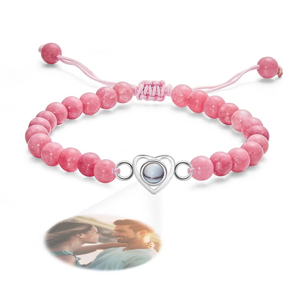 Personalized Photo Projection Beads Bracelet Heart-Shaped Bracelet Beautiful Gift For Her-Blongser