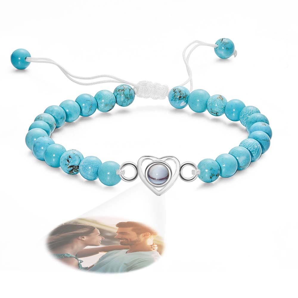 Personalized Photo Projection Beads Bracelet Heart-Shaped Bracelet Beautiful Gift For Her-Blongser