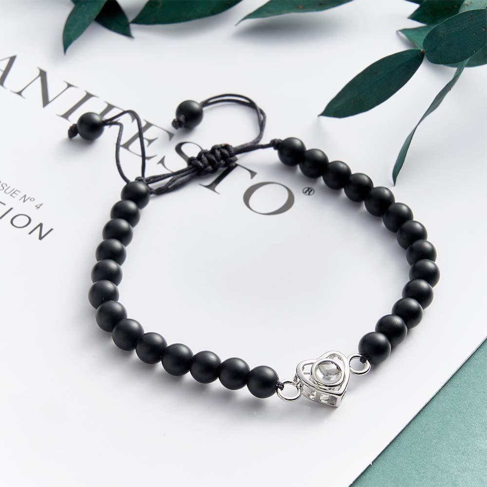 Personalized Photo Projection Beads Bracelet Heart-Shaped Bracelet Beautiful Gift For Her-Blongser