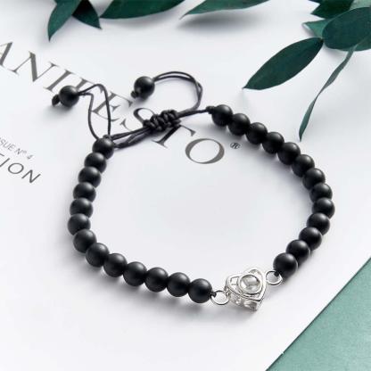 Personalized Photo Projection Beads Bracelet Heart-Shaped Bracelet Beautiful Gift For Her-Blongser