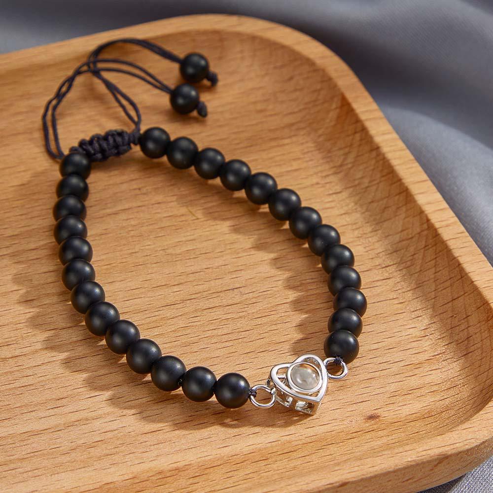 Personalized Photo Projection Beads Bracelet Heart-Shaped Bracelet Beautiful Gift For Her-Blongser