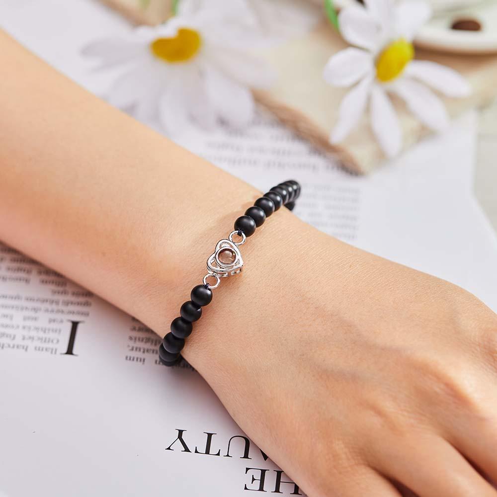 Personalized Photo Projection Beads Bracelet Heart-Shaped Bracelet Beautiful Gift For Her-Blongser