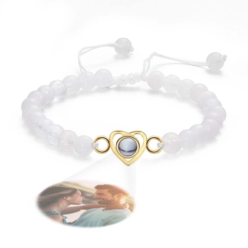 Personalized Photo Projection Beads Bracelet Heart-Shaped Bracelet Beautiful Gift For Her-Blongser