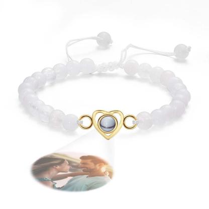 Personalized Photo Projection Beads Bracelet Heart-Shaped Bracelet Beautiful Gift For Her-Blongser