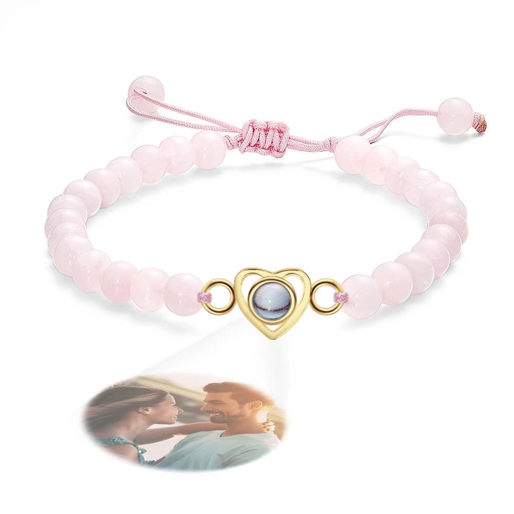Personalized Photo Projection Beads Bracelet Heart-Shaped Bracelet Beautiful Gift For Her-Blongser