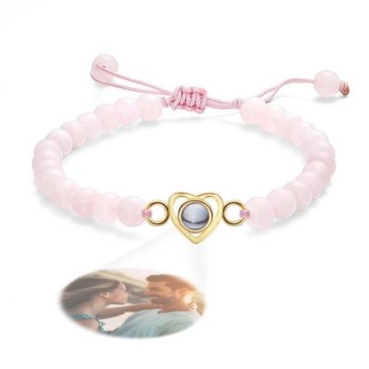 Personalized Photo Projection Beads Bracelet Heart-Shaped Bracelet Beautiful Gift For Her-Blongser