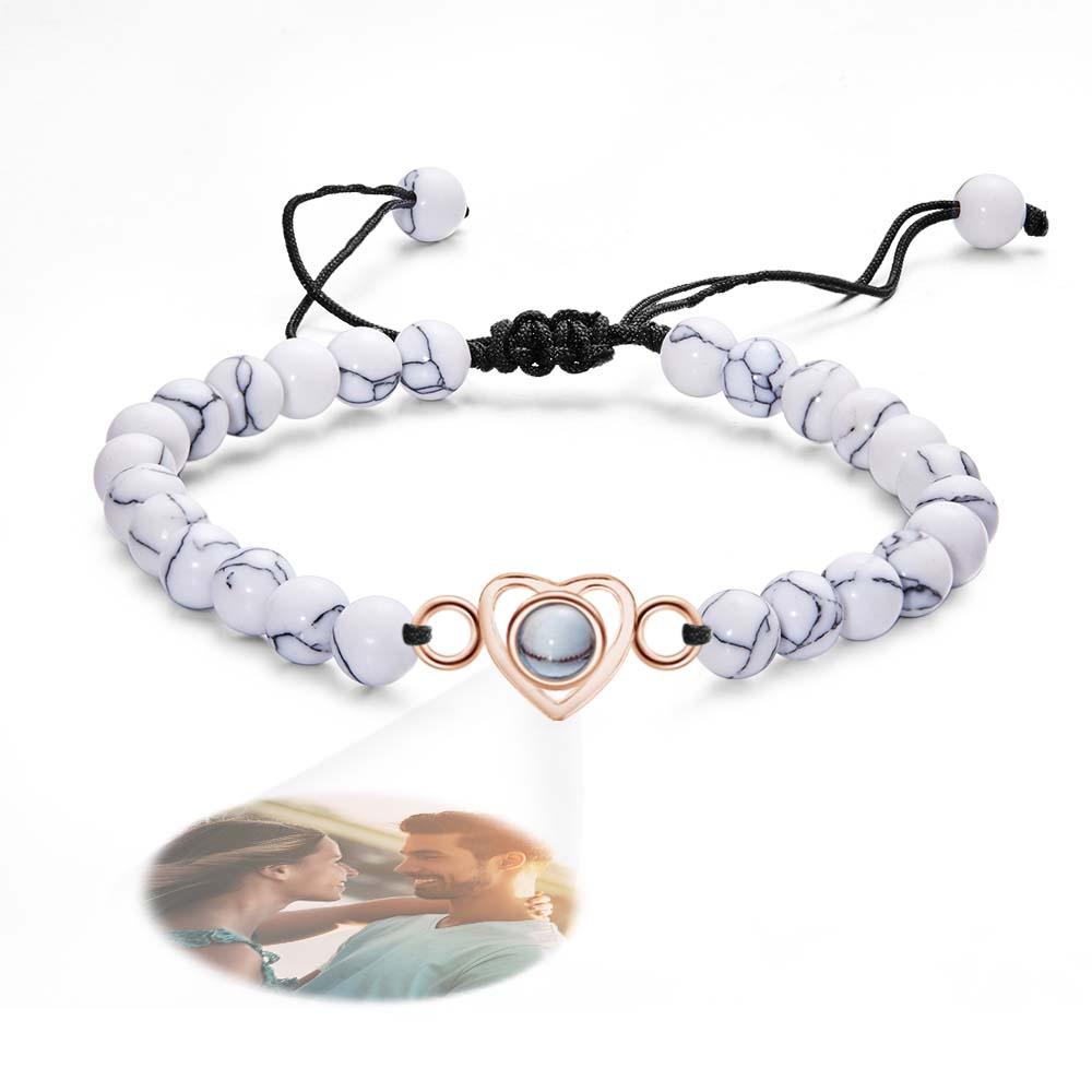 Personalized Photo Projection Beads Bracelet Heart-Shaped Bracelet Beautiful Gift For Her-Blongser