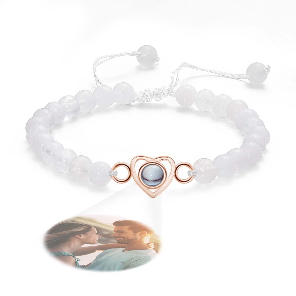 Personalized Photo Projection Beads Bracelet Heart-Shaped Bracelet Beautiful Gift For Her-Blongser