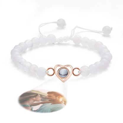 Personalized Photo Projection Beads Bracelet Heart-Shaped Bracelet Beautiful Gift For Her-Blongser