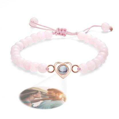 Personalized Photo Projection Beads Bracelet Heart-Shaped Bracelet Beautiful Gift For Her-Blongser