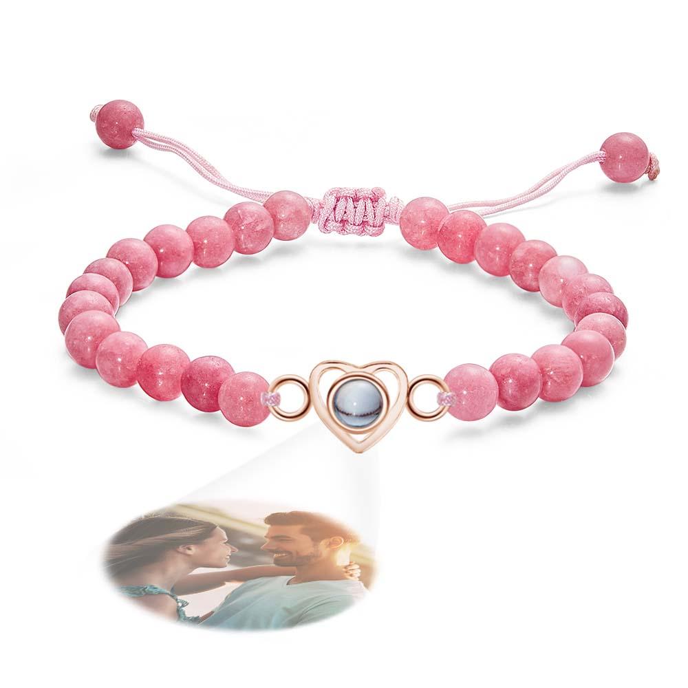 Personalized Photo Projection Beads Bracelet Heart-Shaped Bracelet Beautiful Gift For Her-Blongser