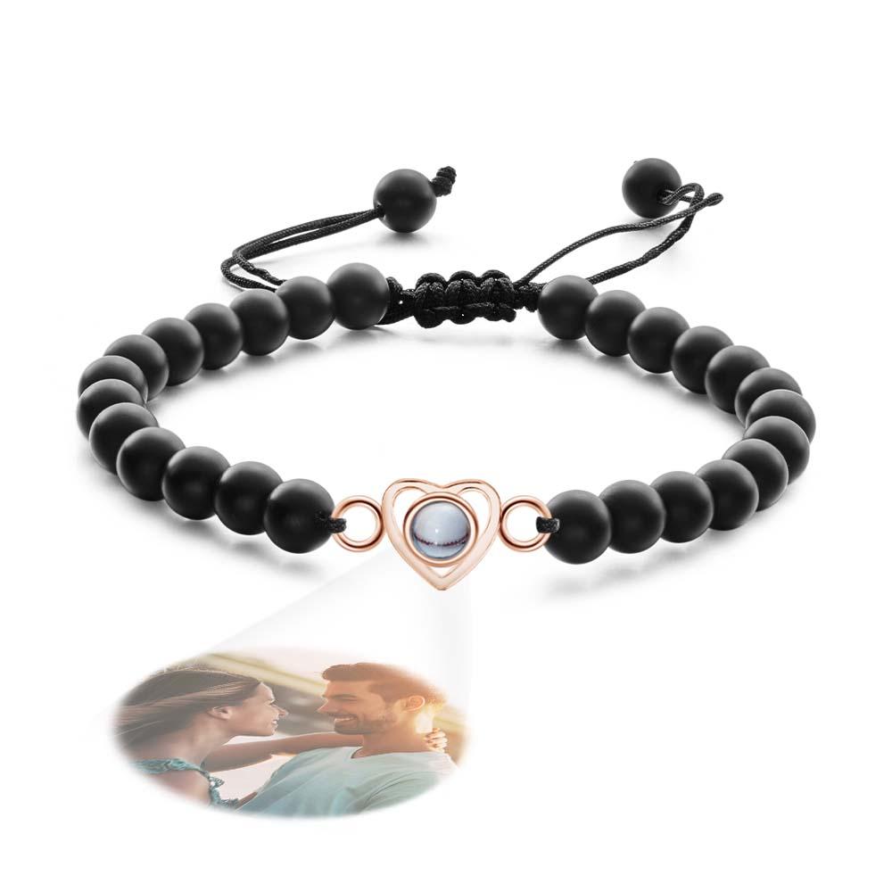Personalized Photo Projection Beads Bracelet Heart-Shaped Bracelet Beautiful Gift For Her-Blongser