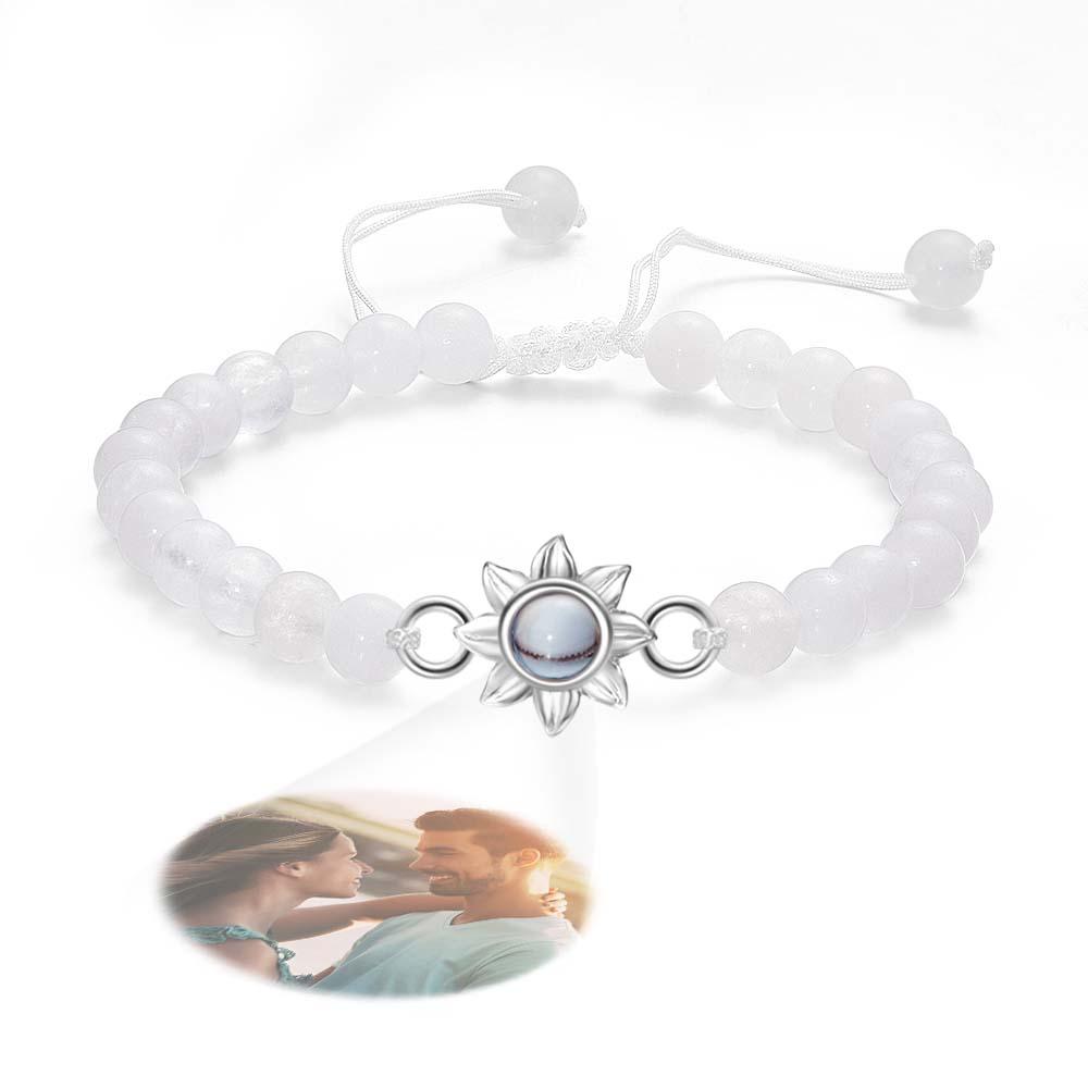 Personalized Photo Projection Beads Bracelet With Sunflower Creative Gift For Her-Blongser