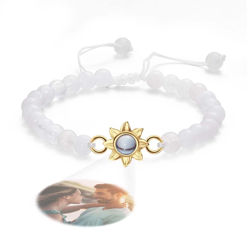 Personalized Photo Projection Beads Bracelet With Sunflower Creative Gift For Her-Blongser