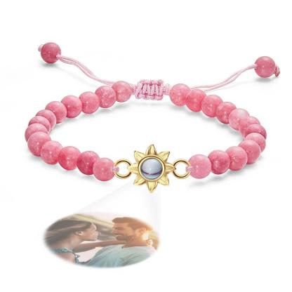 Personalized Photo Projection Beads Bracelet With Sunflower Creative Gift For Her-Blongser